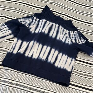 Madewell Navy and White Tie-Dye Hoodie